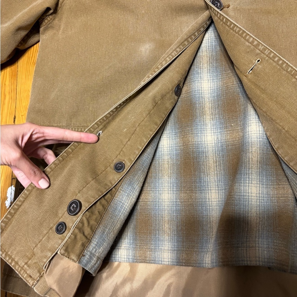 Vintage Men Barn Levis Distressed Tan Brown Jacket Corduroy Plaid Jacket Large - Picture 14 of 15